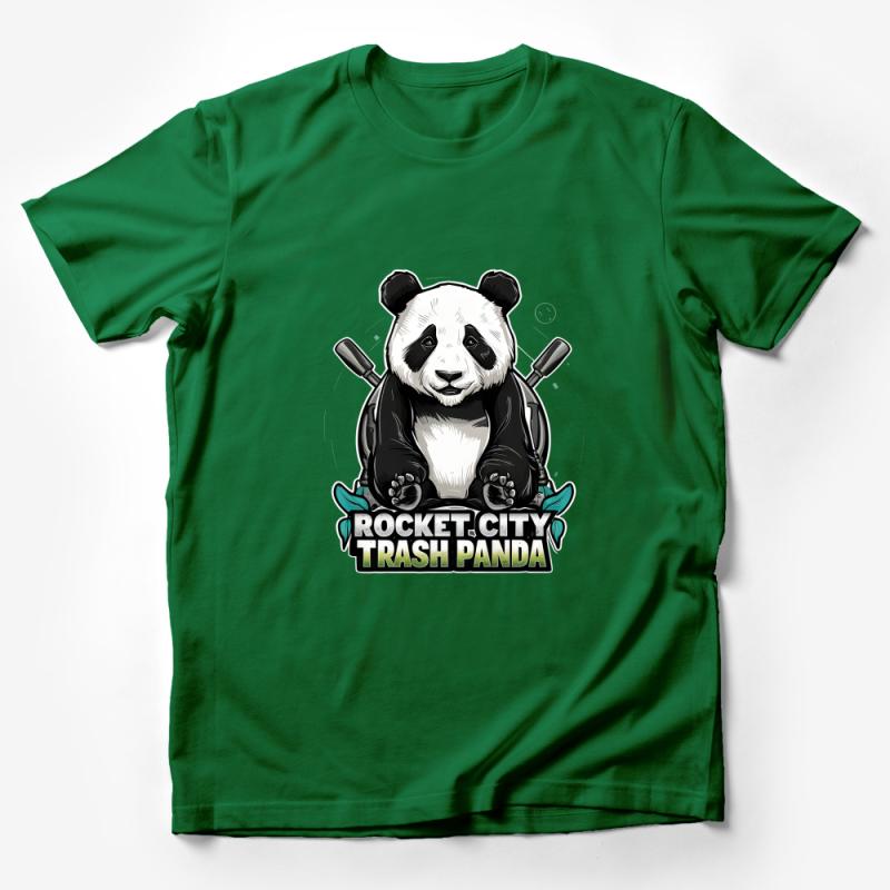 Panda T-Shirt, Rocket City Trash Panda Graphic Tee, Urban Panda with Swords Shirt, Cool Animal Print Unisex Top Male T-Shirt