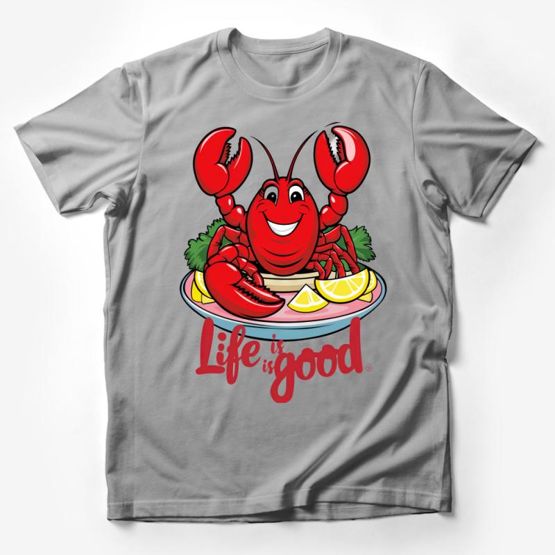 Lobster Graphic T-Shirt - Life is Good, Seafood Lover Tee, Casual Unisex Summer Apparel, Beachwear, Gift for Foodies, Red Lobster Male T-Shirt