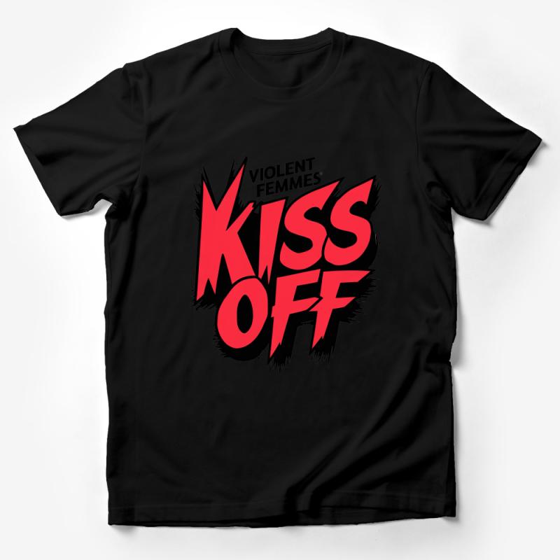 Unisex Kiss Off T-Shirt, Bold Red Graphic Tee, Iconic Statement Shirt, Rock Music Fans Apparel, Casual Streetwear Male T-Shirt