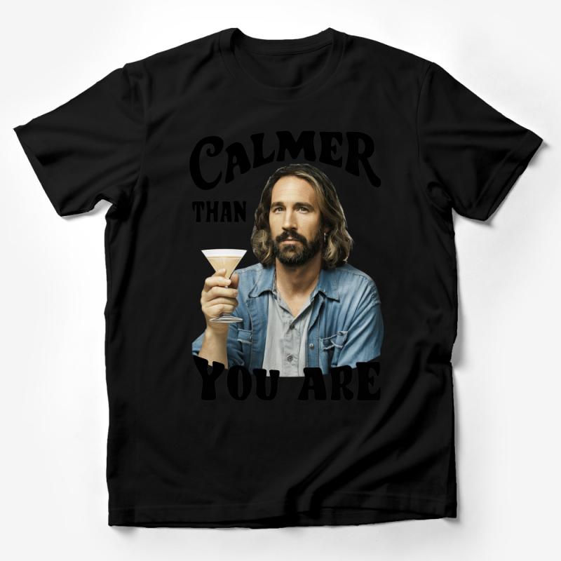 Calm Vibes Graphic Tee, Unique Lettering T-Shirt, Men's Casual Wear, Relaxed Attitude Cotton Shirt Male T-Shirt