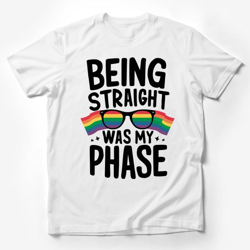 Unisex Pride T-Shirt, Being Straight Was My Phase Rainbow Graphic Tee, LGBTQ Supportive Casual Shirt, Statement Clothing, Pride Month Male T-Shirt