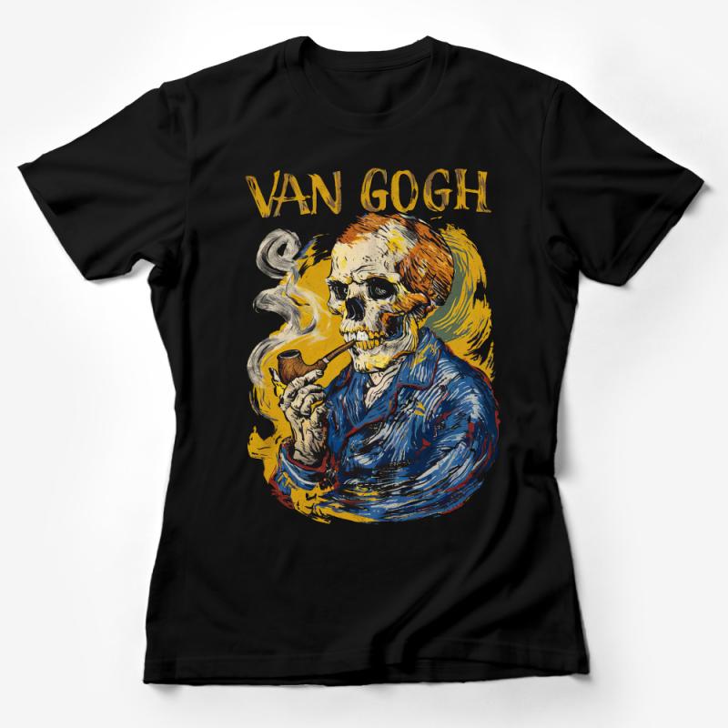 Van Gogh Inspired Skull T-Shirt, Artistic Graphic Tee, Painter Tribute, Unisex Cotton Shirt, Casual Apparel, Unique Art Lover Gift Female T-Shirt