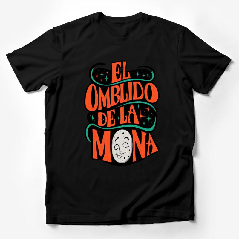 Vibrant El Olvido de la Luna Graphic Tee - Unisex Moon and Stars T-Shirt Design Male T-Shirt