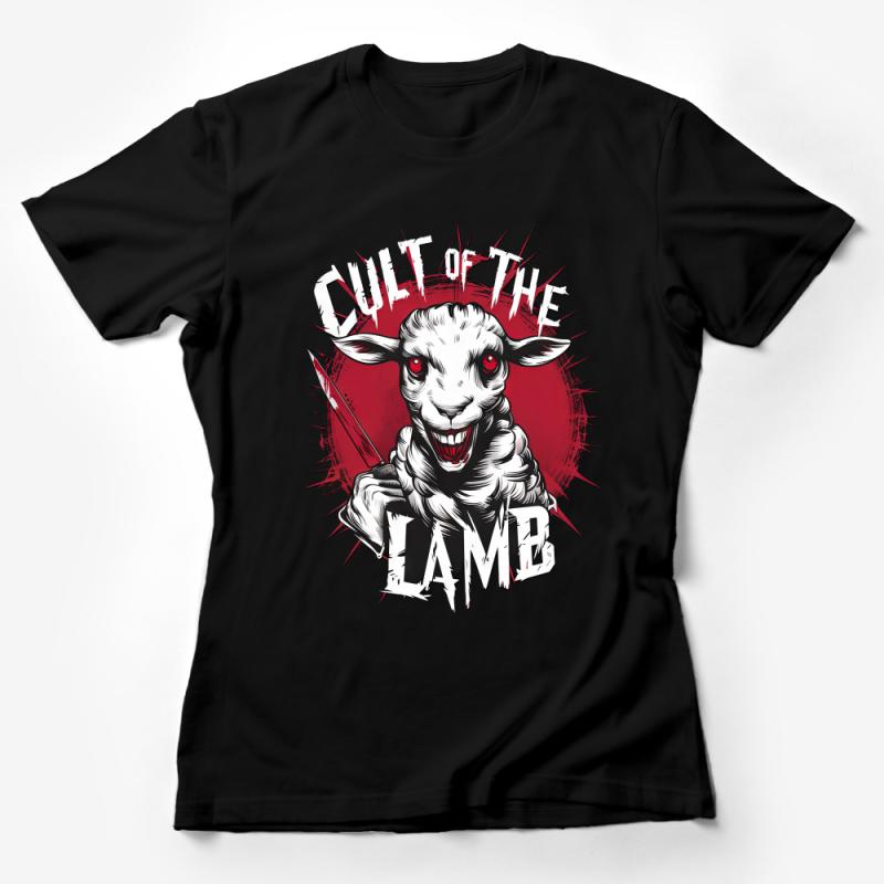 Cult of The Lamb Graphic T-Shirt, Horror Art Tee, Unique Goth Inspired Design, Unisex Adult Clothing, Trendy Dark Apparel Female T-Shirt