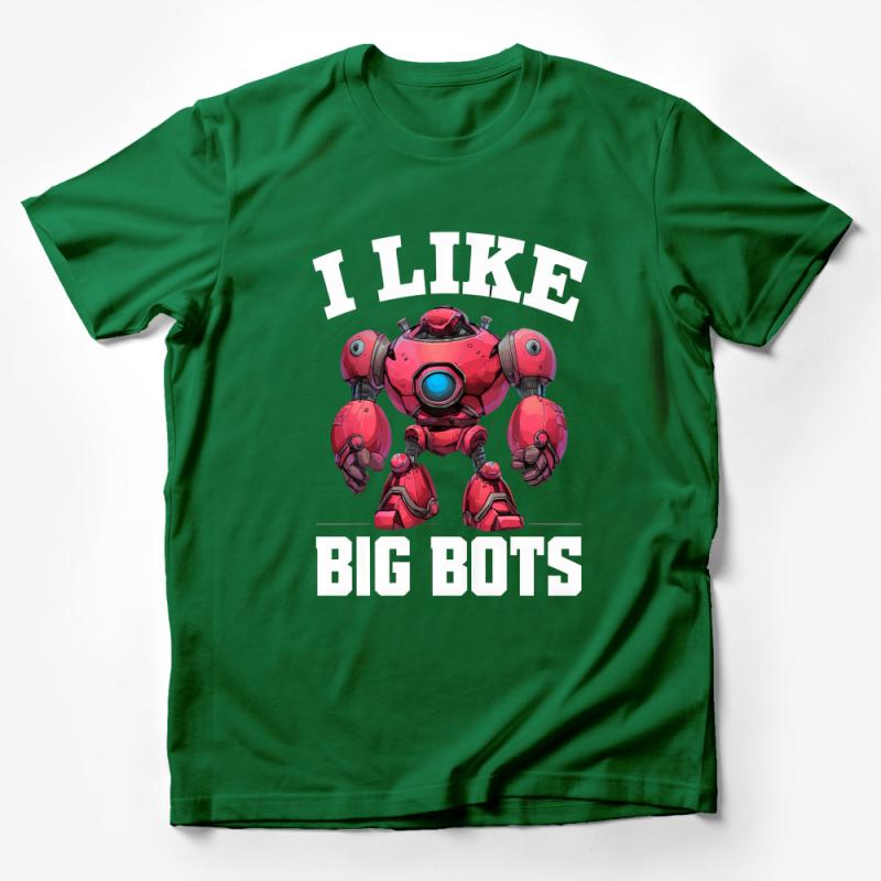 Unique Red Robot T-Shirt I Like Big Bots Funny Geek Chic Tee for Tech Lovers Male T-Shirt