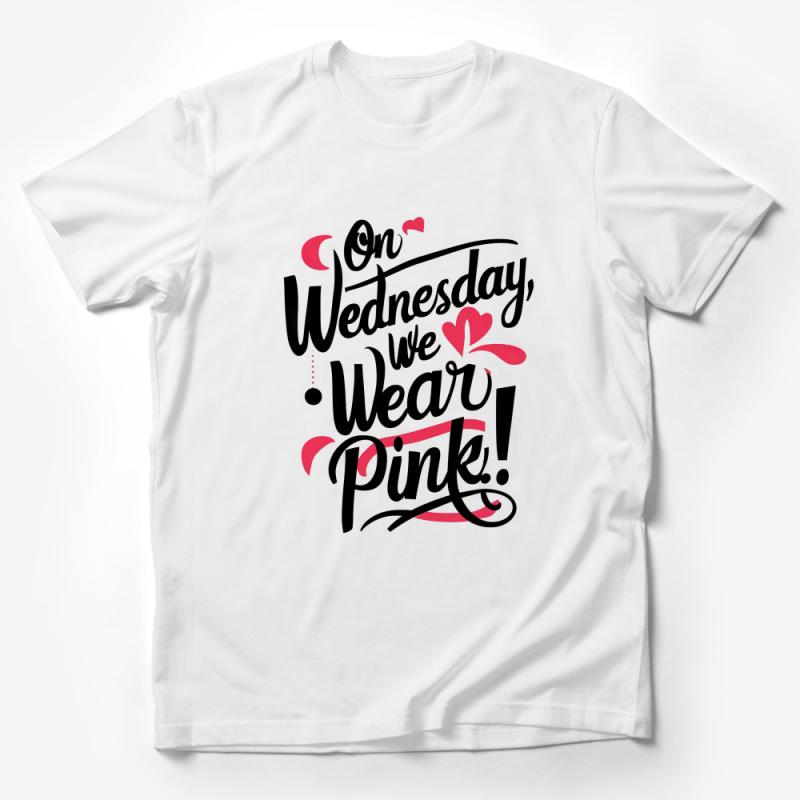 On Wednesday We Wear Pink Bold Lettering Graphic T-Shirt for Casual Fashion Male T-Shirt