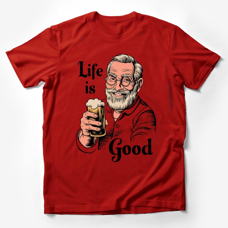 Life Is Good Beer Lover T-Shirt, Positive Quote Graphic Tee, Vintage Style Drinking Shirt, Casual Menswear, Gift for Him Male T-Shirt