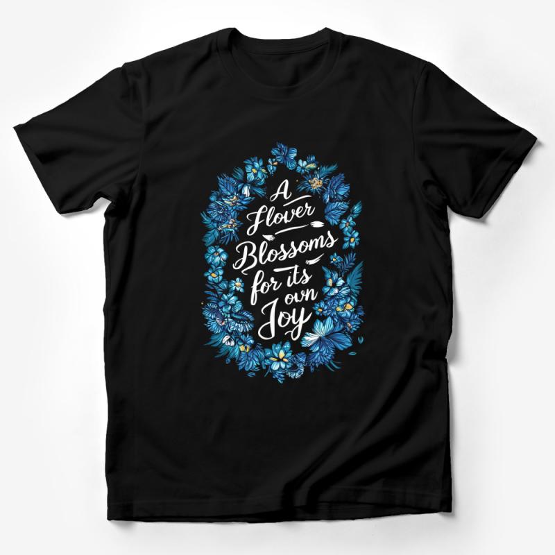 Floral Wreath T-Shirt, Blue Flowers Graphic Tee, Inspirational Quote Apparel, Botanical Circle Design Shirt, Unisex Clothing for All Male T-Shirt