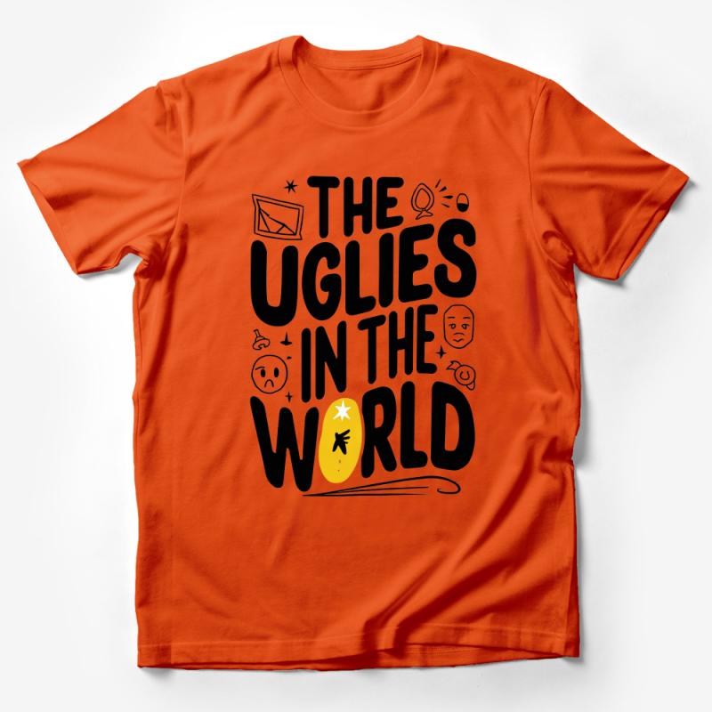 Quirky Fun The Uglies in The World Graphic Tee, Black and White Casual Shirt, Novelty Illustrated T-Shirt for All Male T-Shirt