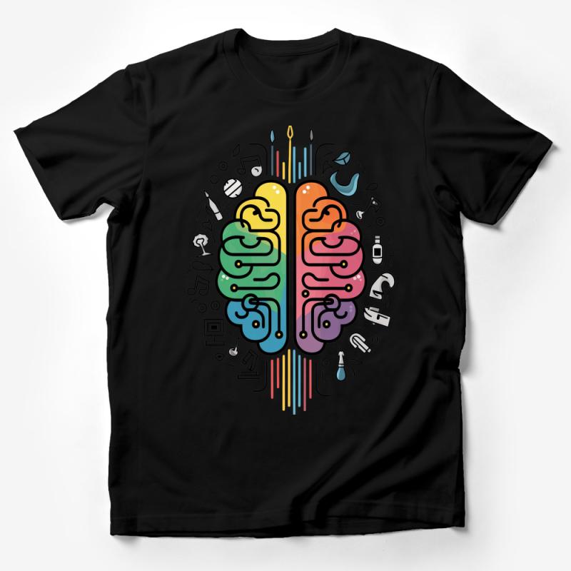 Colorful Brain Art T-Shirt, Creative Mind Tee, Vibrant Artist Shirt, Music Artwork Tee, Unisex Casual Clothing, Graphic Tee Gift Idea Male T-Shirt