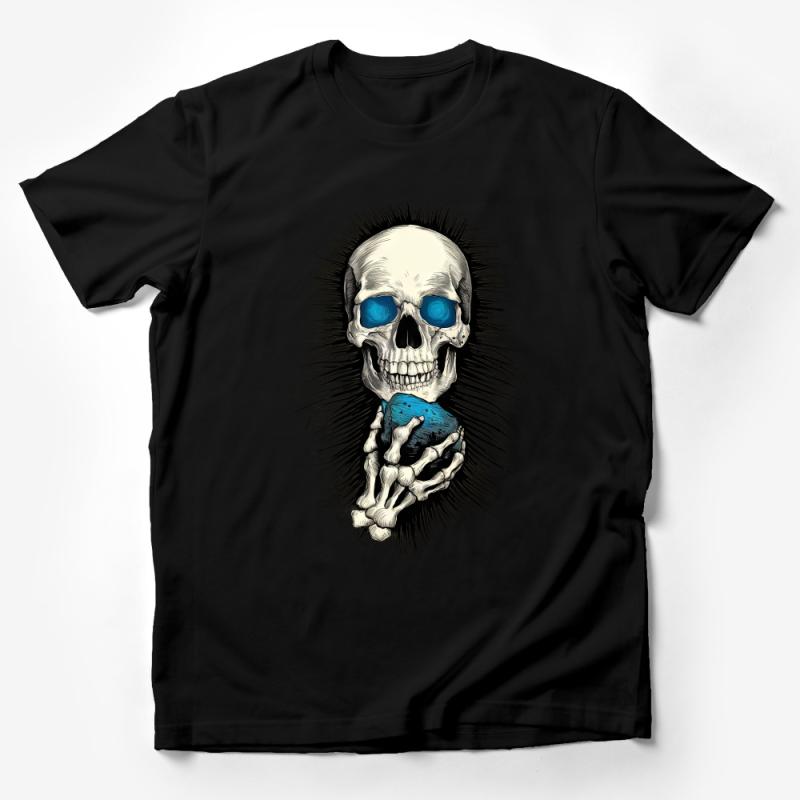 Gothic Skull T-Shirt, Blue Eyed Skull Graphic Tee, Unisex Dark Art Tshirt, Cool Spooky Apparel, Gift for Horror Fans, Skull Lover Tee Male T-Shirt