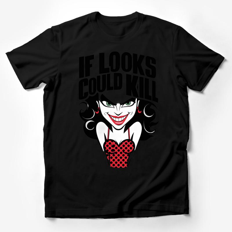 Villainess Inspired Graphic Tee, If Looks Could Kill, Bold Comic Style T-Shirt, Trendy Superhero Top, Fashion Statement Tee Male T-Shirt