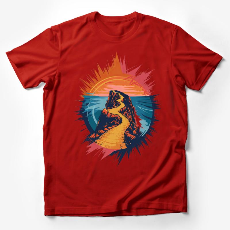 Colorful Abstract Dragon T-Shirt, Artistic Fantasy Creature Design Tee Male T-Shirt