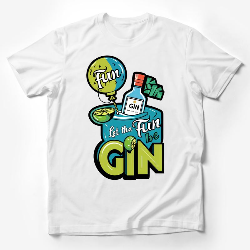 Let the Fun Be-GIN Funny Pun T-Shirt, Gin and Tonic Graphic Tee, Party Shirt with Clever Wordplay Male T-Shirt