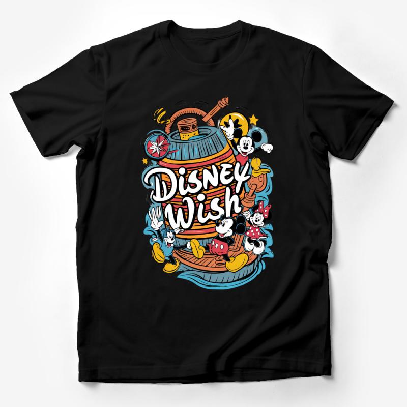 Vibrant Disney Themed T-Shirt Featuring Mickey and Friends on an Adventure Male T-Shirt