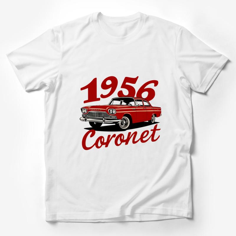 Vintage 1956 Coronet Classic Car Illustration Red T-Shirt, Retro Automotive Enthusiast Tee Male T-Shirt