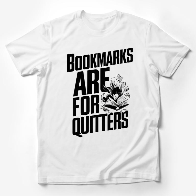 Bookmarks Are For Quitters T-Shirt, Book Lover Graphic Tee, Reading Enthusiast Casual Wear Male T-Shirt