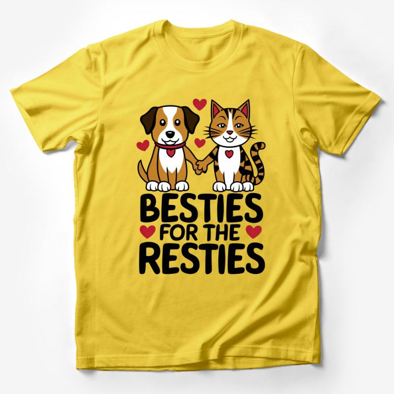 Best Friends Dog and Cat T-Shirt, Cute Animal Lovers Tee, Besties for the Resties, Matching Pet Owner Gift, Unisex Graphic Shirt Male T-Shirt