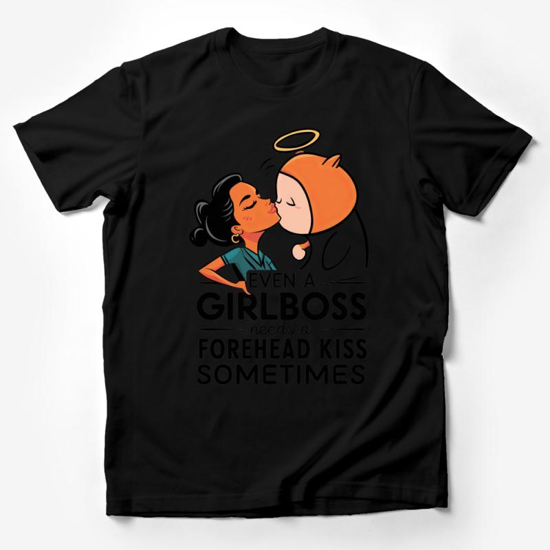 Girlboss Forehead Kiss Graphic Tee, Inspirational Quote T-Shirt, Women Empowerment Casual Top, Feminist Apparel Male T-Shirt