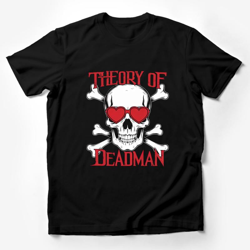 Heart Sunglasses Skull Design, Edgy Theory of Deadman Graphic Tee Male T-Shirt