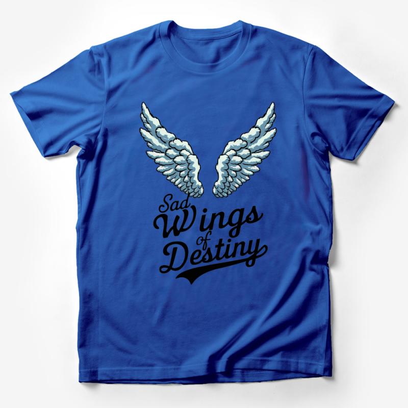 Angel Wings T-Shirt, Sad Wings of Destiny Graphic Tee, Unisex Adult Clothing, Aesthetic Sky Blue Print Male T-Shirt