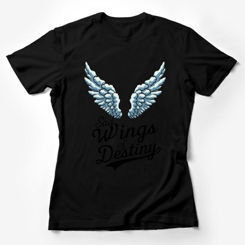 Angel Wings T-Shirt, Sad Wings of Destiny Graphic Tee, Unisex Adult Clothing, Aesthetic Sky Blue Print Female T-Shirt