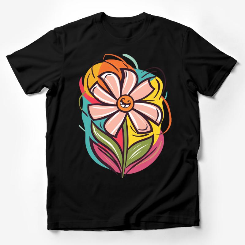 Colorful Abstract Floral Design Tee, Unisex Artistic Flower T-Shirt, Casual Fashion Top, Bright Botanical Illustration Shirt Gift Male T-Shirt