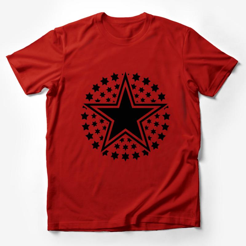 Star Pattern T-Shirt, Unisex Graphic Tee, Black and White Starburst, Casual Streetwear Shirt, Trendy Aesthetic Clothing, All Sizes Male T-Shirt