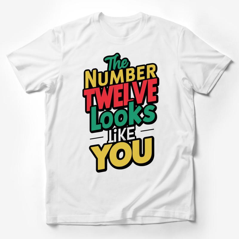 Colorful Number Twelve T-Shirt, Unique Typography Tee, Fun Graphic Unisex Shirt, Casual Statement Apparel, Trendy Birthday Gift Male T-Shirt