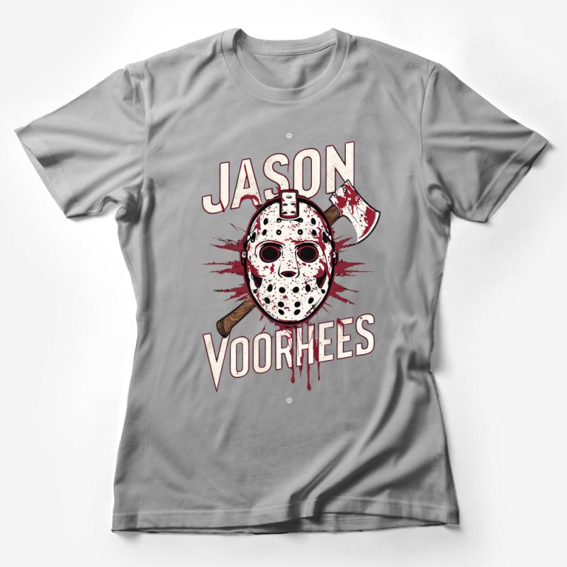 Horror Movie Icon Graphic Tee, Jason Style T-Shirt, Unisex Horror Film Apparel, Halloween Casual Wear, Gift for Movie Fans Female T-Shirt