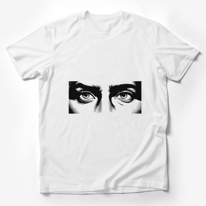 Intense Gaze Black and White Eye Illustration Artistic T-Shirt Design Male T-Shirt