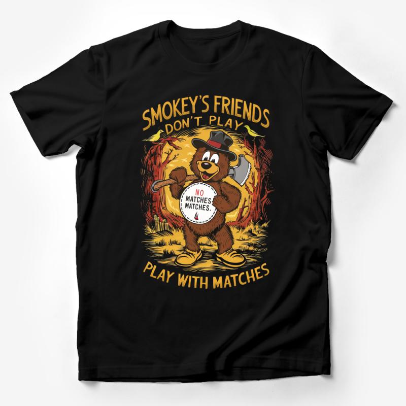 Vintage Smokey Bear T-Shirt, No Matches Fire Safety Graphic Tee, Unisex Classic Nature Conservation Shirt Male T-Shirt