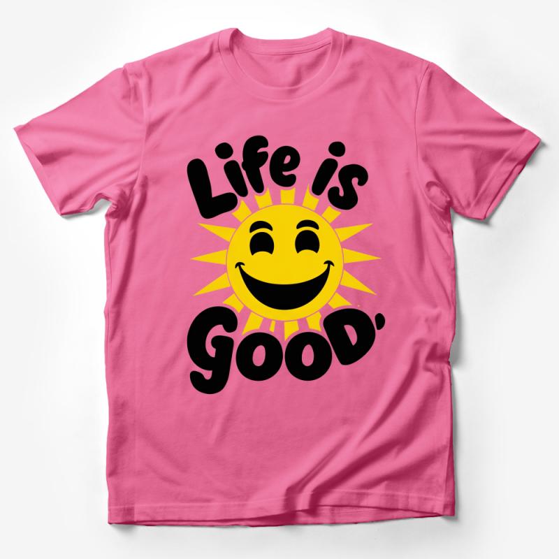 Life is Good Sun Smile T-Shirt, Positive Quote Summer Tee, Unisex Sunshine Graphic Top, Happy Sunny Outfit Male T-Shirt