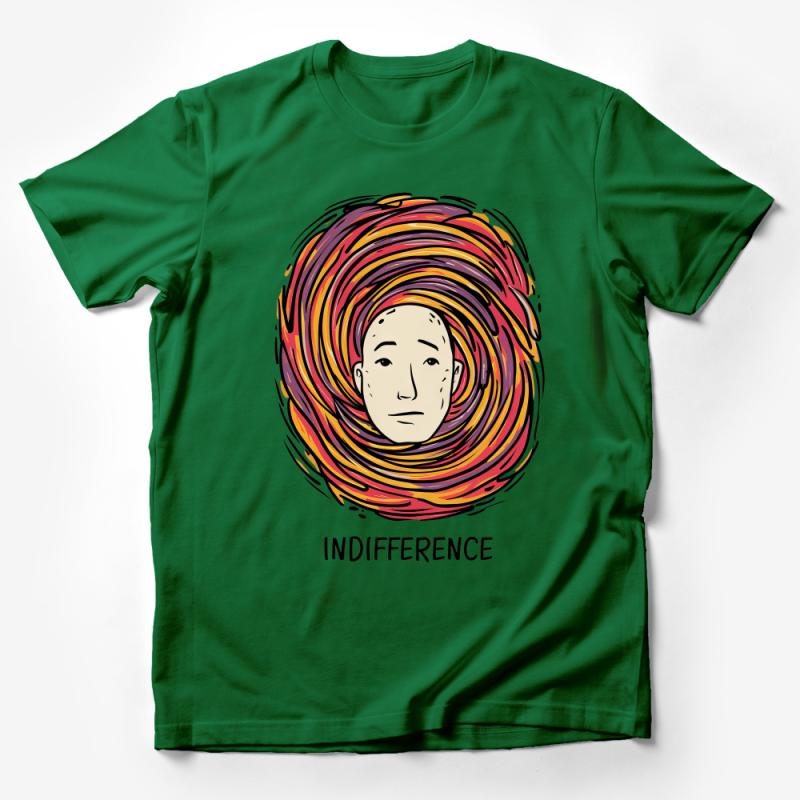 Abstract Face Art T-Shirt, Colorful Swirl Indifference Print, Unisex Artistic Tee, Casual Streetwear, Unique Graphic Design Shirt Male T-Shirt