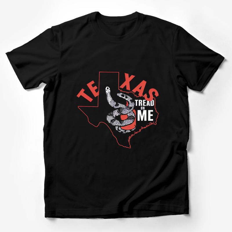 Texas Pride T-Shirt, Don't Tread On Me Snake, Red and White Graphic Tee, Patriotic State Outline, Unisex Cotton Shirt Male T-Shirt