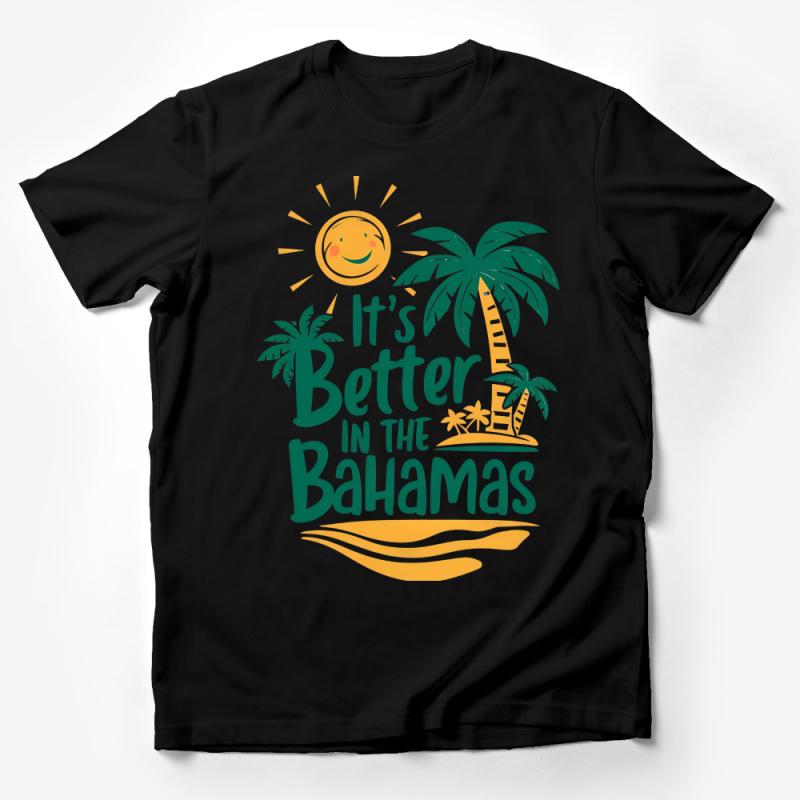 Tropical Bahamas T-Shirt, Sun Palm Tree Graphic Tee, Summer Beach Vacation Shirt, Casual Unisex Travel Top Male T-Shirt