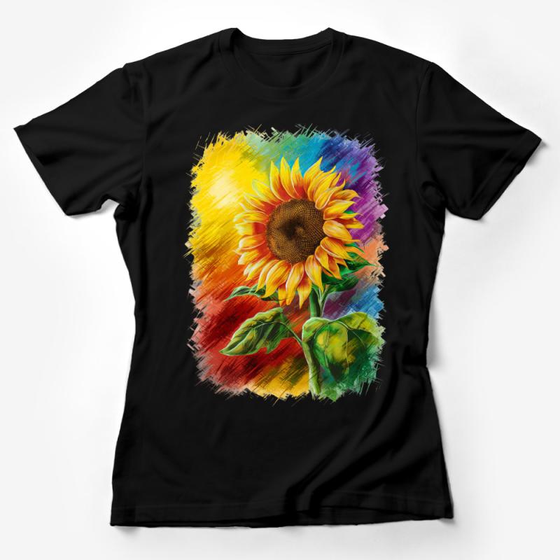 Colorful Sunflower T-Shirt, Artistic Floral Tee, Vibrant Summer Fashion Top, Unisex Nature Shirt Female T-Shirt