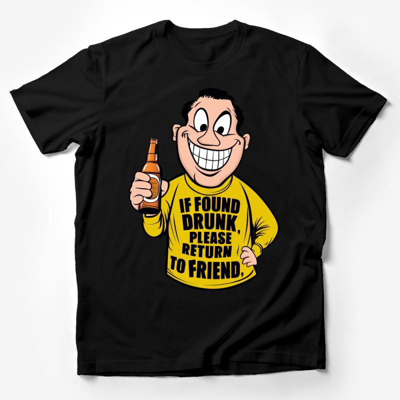 Funny Drinking T-Shirt If Found Drunk, Please Return To Friend Cartoon Beer Tee, Unisex Party Shirt, Casual Bar Crawl Top Male T-Shirt