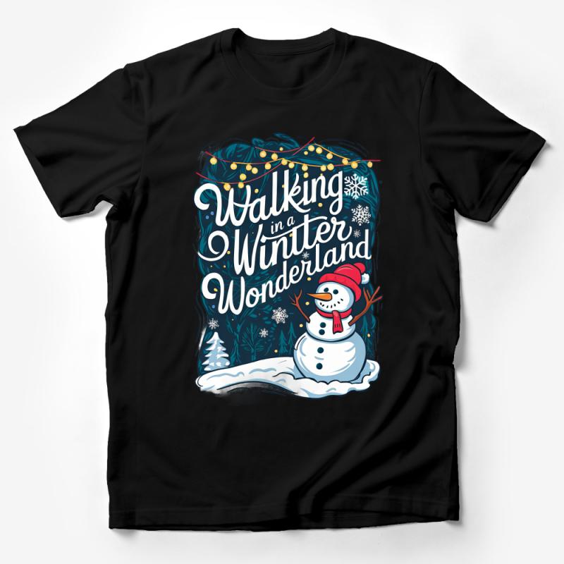 Winter Wonderland Snowman Graphic Tee - Festive Holiday Snow Scene Unisex T-Shirt Design Male T-Shirt