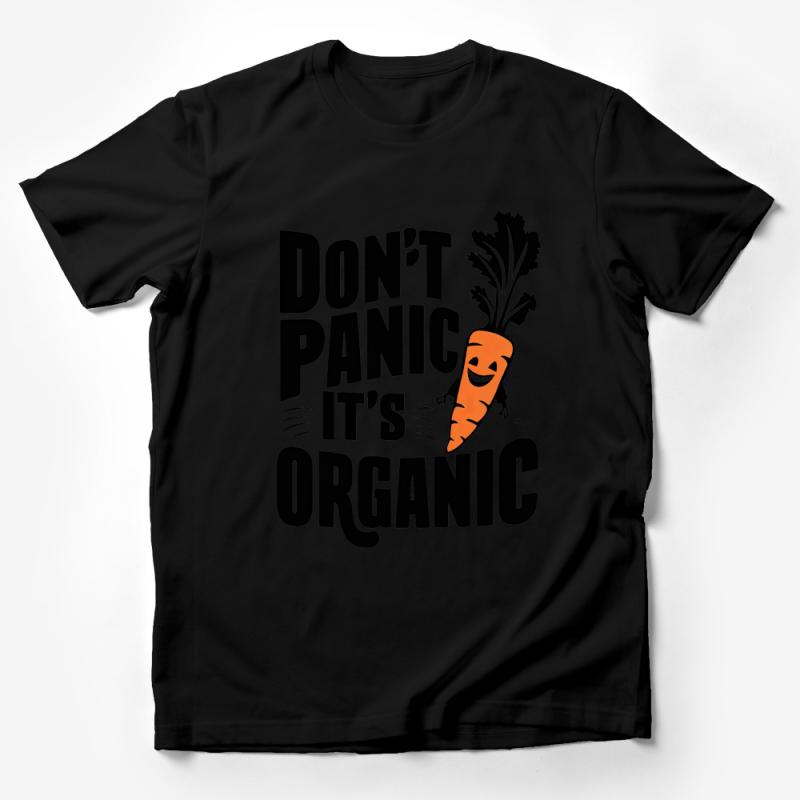 Don't Panic It's Organic Carrot T-Shirt, Funny Vegan Tee, Eco-Friendly Cotton Shirt, Unisex Graphic Top Male T-Shirt