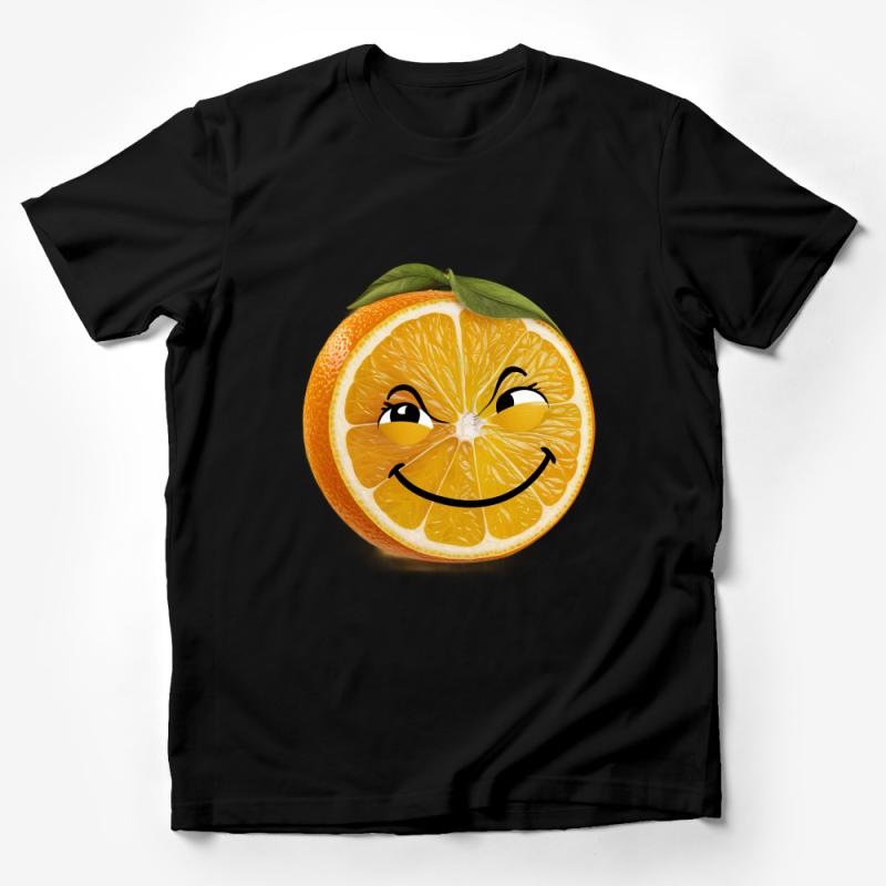 Women's Cute Smiling Orange Fruit Graphic Tee, Summer Citrus T-Shirt, Casual Soft Cotton Top, Vibrant Colorful Shirt, Gift for Her Male T-Shirt