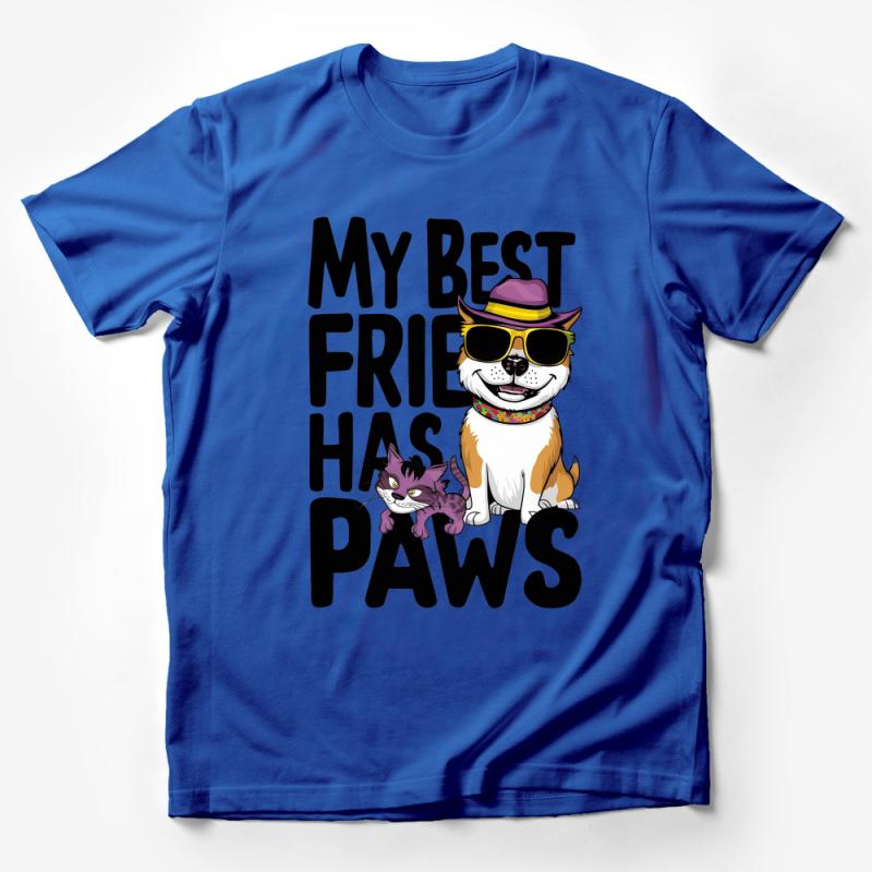 My Best Friend Has Paws Cute Dog and Cat Friendship T-Shirt Male T-Shirt