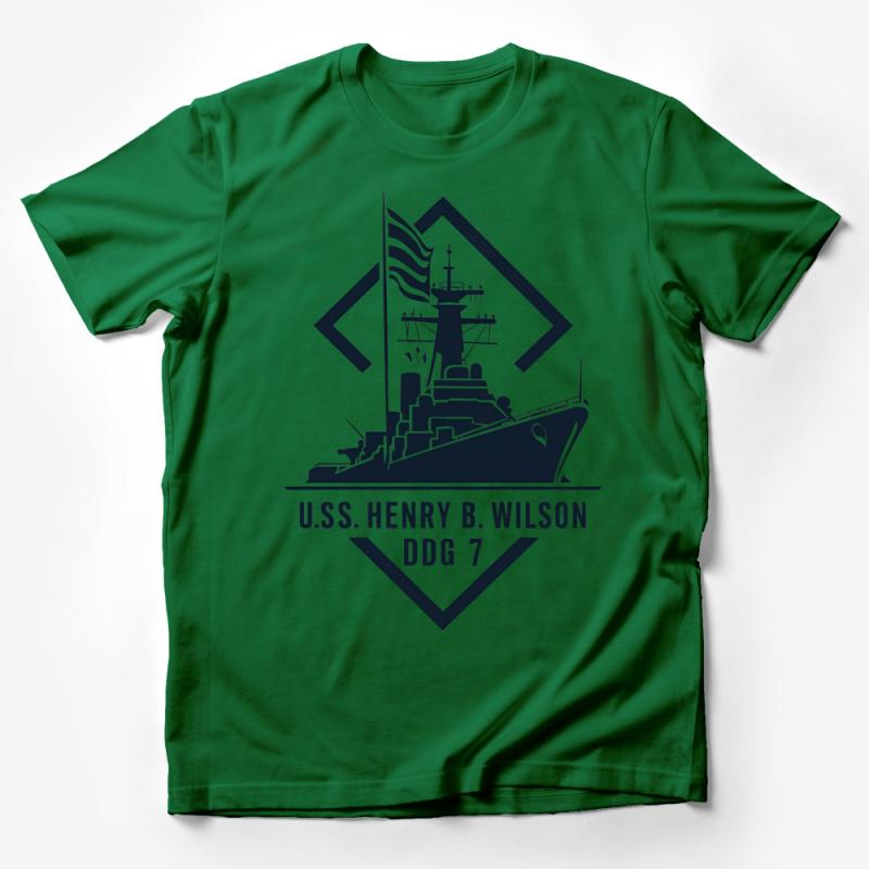 Vintage Naval Ship Graphic Tee, U.S.S. Henry B. Wilson DDG 7 T-Shirt, Military History Enthusiasts, Navy Veteran Gift Idea Male T-Shirt