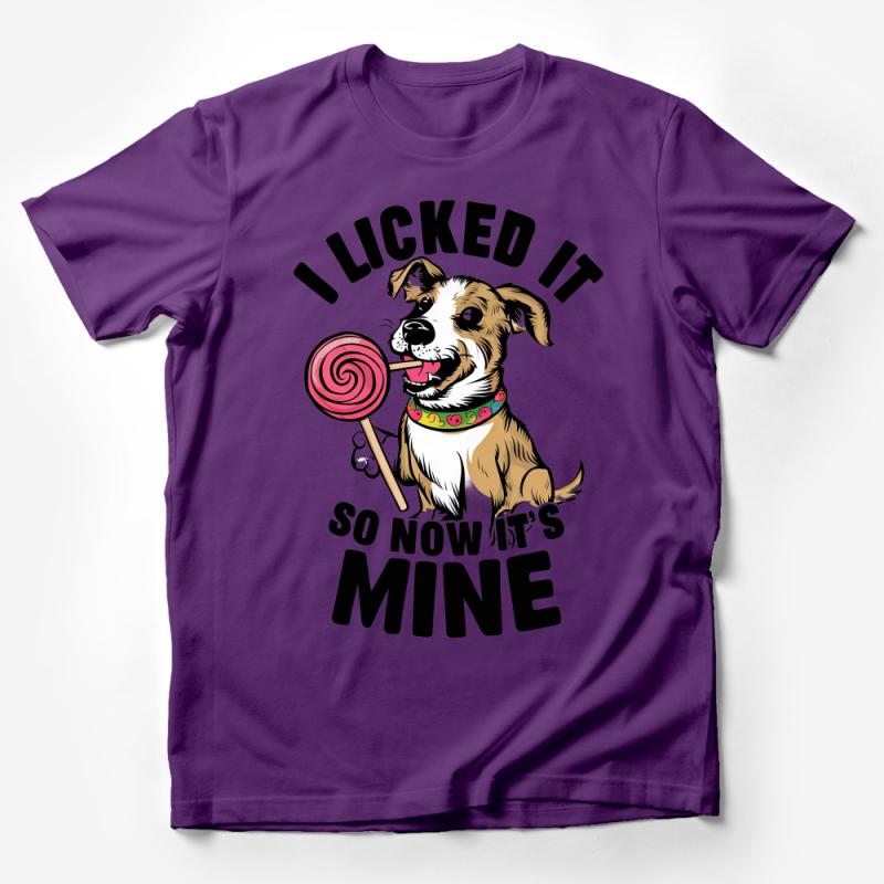 Funny Dog T-Shirt with Lollipop - I Licked It So Now It's Mine Graphic Tee for Pet Lovers Male T-Shirt