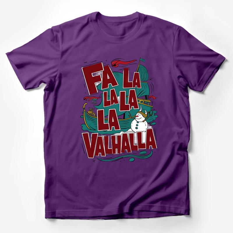 Fa La La Valhalla T-Shirt, Viking Christmas Tee, Norse Snowman Graphic, Holiday Shirt for Men and Women Male T-Shirt