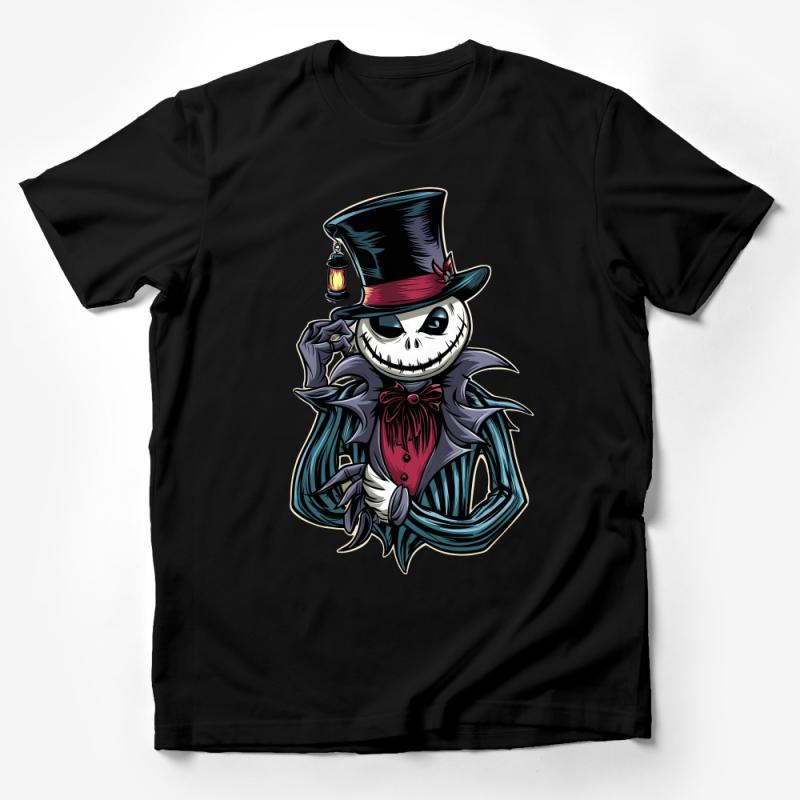 Jack Skellington Inspired T-Shirt, Halloween Graphic Tee, Unisex Nightmare Before Christmas Shirt, Gothic Fashion Apparel Male T-Shirt