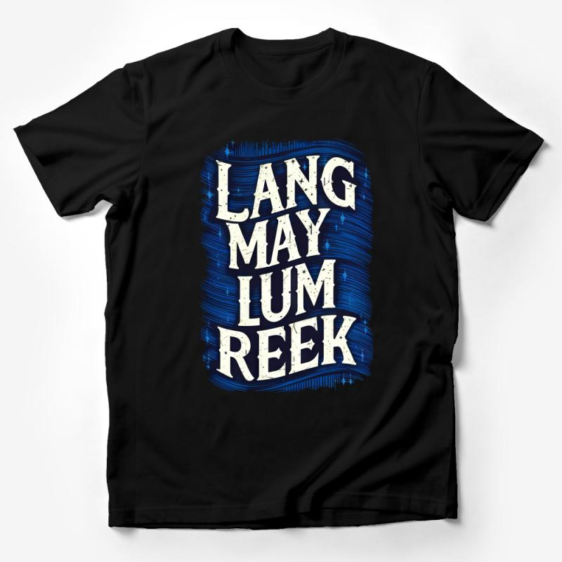 Blue Brush Stroke Tee, Lang May Yer Lum Reek, Scottish Saying Shirt, Graphic T-Shirt, Unisex Apparel, Casual Style Top, Gift for Scot Male T-Shirt