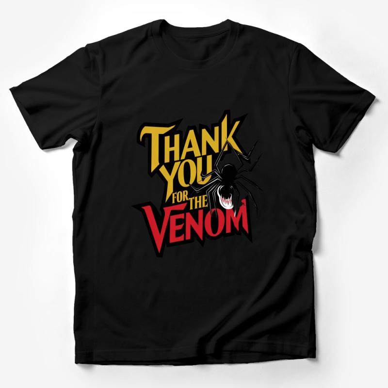 Thank You For The Venom T-Shirt, Bold Graphic Spider Tee, Unisex Rock Music Inspired Shirt, Edgy Statement Casual Wear, Unique Gift Idea Male T-Shirt