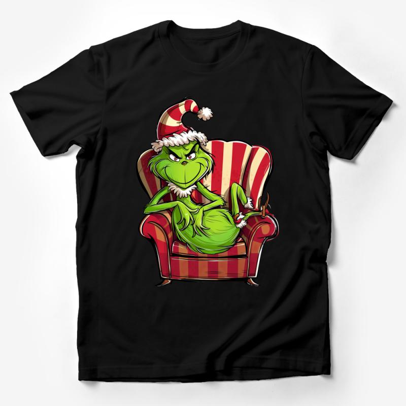 Whimsical Christmas Grinch Cartoon Character Festive Holiday T-Shirt Design Male T-Shirt