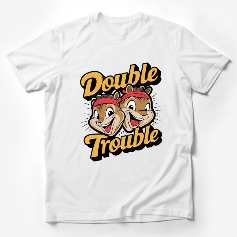 Double Trouble Chipmunk Twins T-Shirt, Cute Cartoon Animal Graphic Tee, Fun Sibling Match Outfit, Unisex Shirt for Family and Friends Male T-Shirt